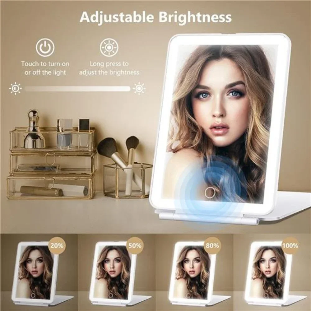 Rechargeable Travel Makeup Mirror with 10X Magnifying Mirror, Vanity Mirror